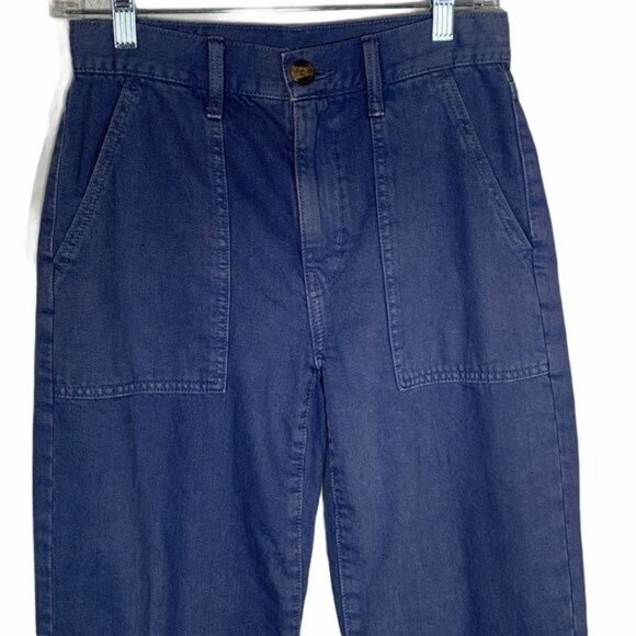 American Eagle Wide Leg Crop Blue Denim Jeans Size 0 X Short - Picture 2 of 11